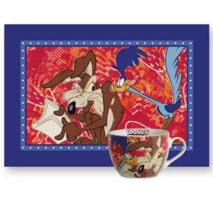 SET BREAKFAST CUP AND PLACEMAT WILE E. COYOTE AND THE ROAD RUNNER
