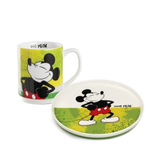 SIDE PLATE+STACKABLE MUG MICKEY MOUSE I AM GREEN SET